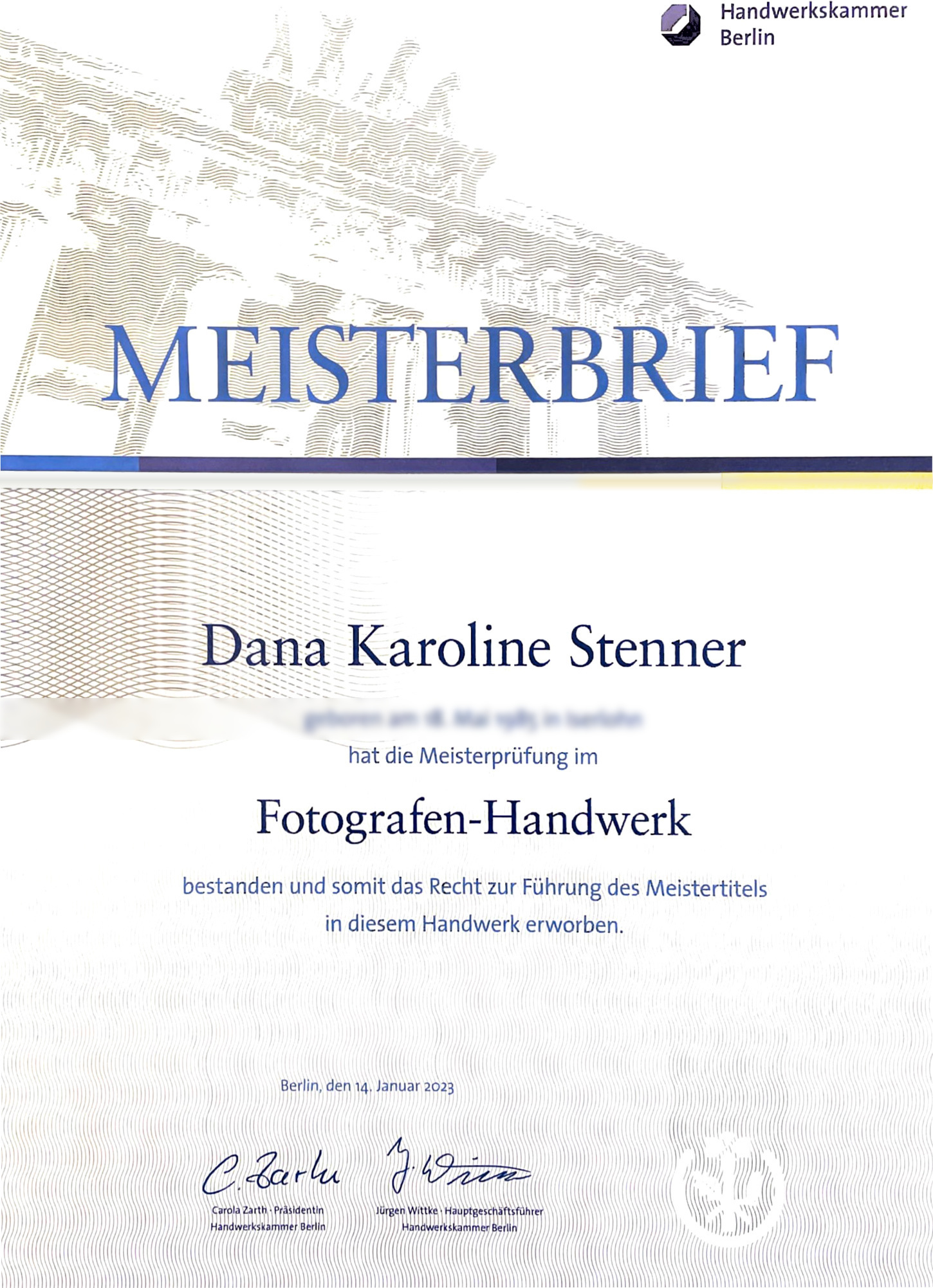 Meisterbrief Fotografen-Handwerk